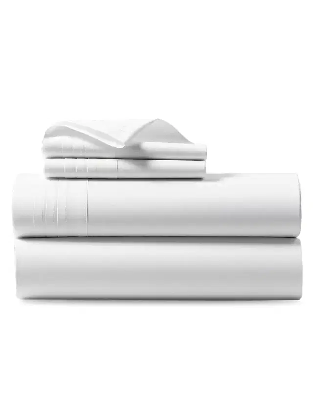 Organic Tuxedo Pleat Bedding 400 Thread Count Pillowcase - White