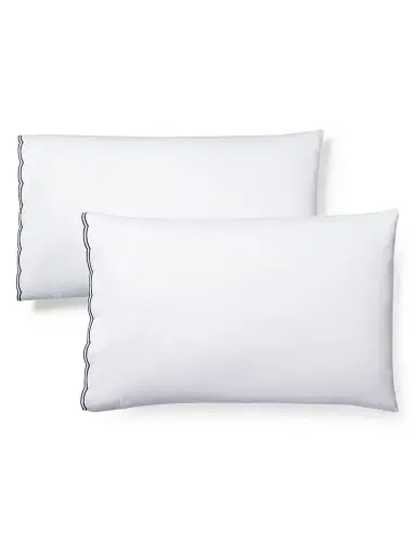 Ralph Lauren Malin Scallop Sateen Flat Sheet - Navy Queen | Thumbnail 3
