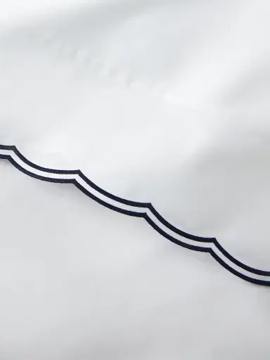 Ralph Lauren Malin Scallop Sateen Flat Sheet - Navy Queen | Thumbnail 4