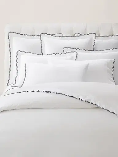 Ralph Lauren Malin Scallop Sateen Flat Sheet - Navy Queen | Thumbnail 6
