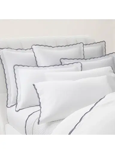 Ralph Lauren Malin Scallop Sateen Flat Sheet - Navy Queen | Thumbnail 7