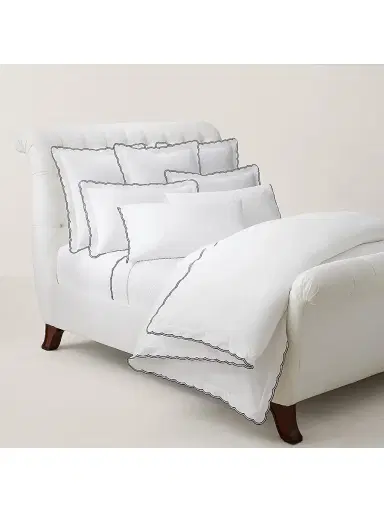 Ralph Lauren Malin Scallop Sateen Flat Sheet - Navy Queen | Thumbnail 1