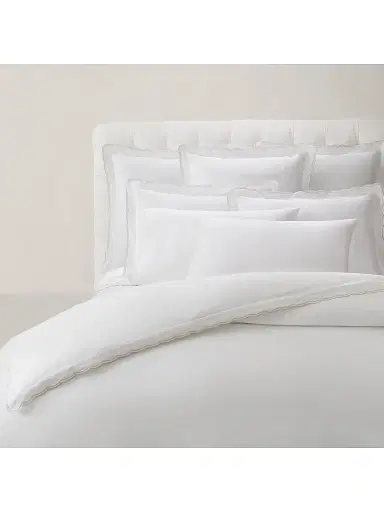 Ralph Lauren Malin Scallop Cotton Sateen Duvet Cover - Navy European | Thumbnail 1 Ralph Lauren Malin Scallop Cotton Sateen Duvet Cover - Navy European | Thumbnail 1