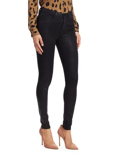 L'Agence Women's Marguerite High-Rise Skinny Coated Jeans - Black Coated | Thumbnail 4 L'Agence Women's Marguerite High-Rise Skinny Coated Jeans - Black Coated | Thumbnail 4