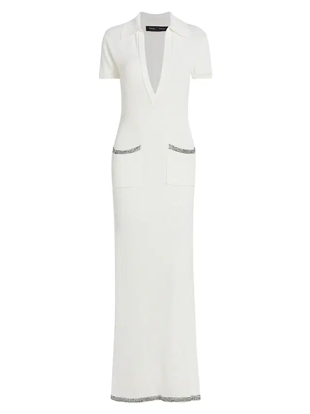 Women's Auden Plunging V-Neck Knit Maxi Dress - White