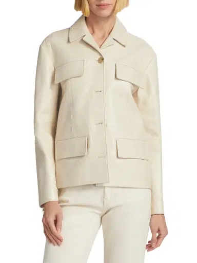 Proenza Schouler Women's Roos Lacquered Leather Jacket - Ecru | Thumbnail 2