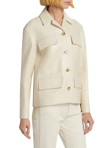Proenza Schouler Women's Roos Lacquered Leather Jacket - Ecru | Thumbnail 3