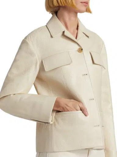 Proenza Schouler Women's Roos Lacquered Leather Jacket - Ecru | Thumbnail 5