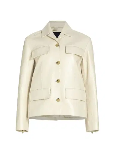 Proenza Schouler Women's Roos Lacquered Leather Jacket - Ecru | Thumbnail 7