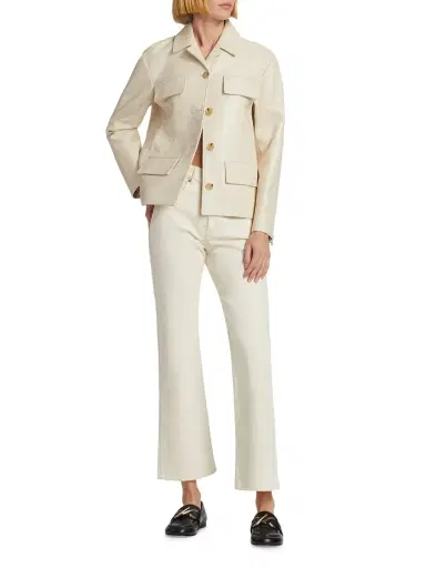Proenza Schouler Women's Roos Lacquered Leather Jacket - Ecru | Thumbnail 1
