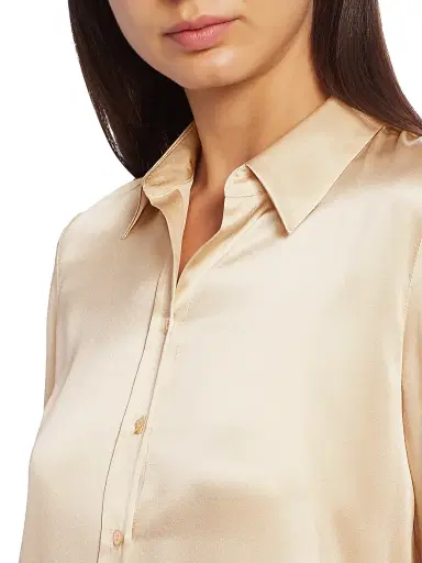 L'Agence Women's Dani Three-Quarter Sleeve Silk Shirt - Champagne - Size XXL | Thumbnail 6
