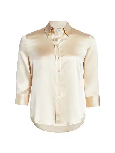 L'Agence Women's Dani Three-Quarter Sleeve Silk Shirt - Champagne - Size XXL | Thumbnail 1