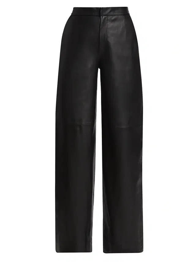 Women's Livvy Leather Straight-Leg Pants - Black
