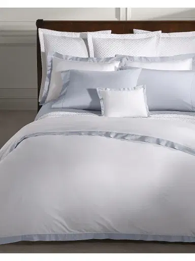 Ralph Lauren Organic Sateen Border 624-Thread Count Duvet Cover & Sham Collection - True Blue Hyacinth King | Thumbnail 1