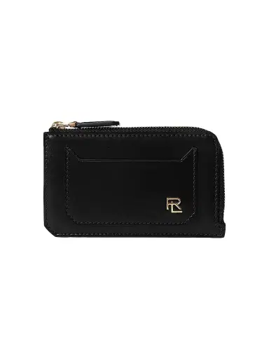 Ralph Lauren Collection Women's RL Box Calfskin Zip Card Case - Black | Thumbnail 1