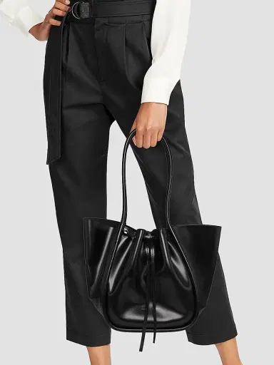 Proenza Schouler Women's Large Ruched Leather Tote Bag - Black | Thumbnail 2