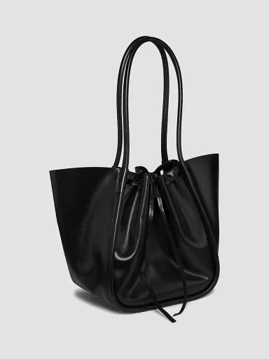 Proenza Schouler Women's Large Ruched Leather Tote Bag - Black | Thumbnail 3