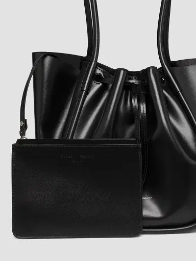 Proenza Schouler Women's Large Ruched Leather Tote Bag - Black | Thumbnail 5