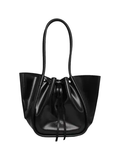 Proenza Schouler Women's Large Ruched Leather Tote Bag - Black | Thumbnail 1