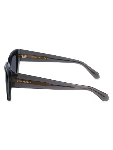 FERRAGAMO Women's Classic Logo 55MM Square Sunglasses - Blue Transparent Grey | Thumbnail 3 FERRAGAMO Women's Classic Logo 55MM Square Sunglasses - Blue Transparent Grey | Thumbnail 3