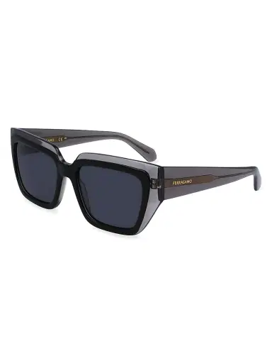 FERRAGAMO Women's Classic Logo 55MM Square Sunglasses - Blue Transparent Grey | Thumbnail 1 FERRAGAMO Women's Classic Logo 55MM Square Sunglasses - Blue Transparent Grey | Thumbnail 1
