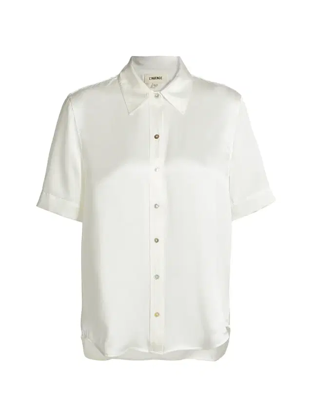 L'AGENCE Women's Ellah Satin Silk Shirt -