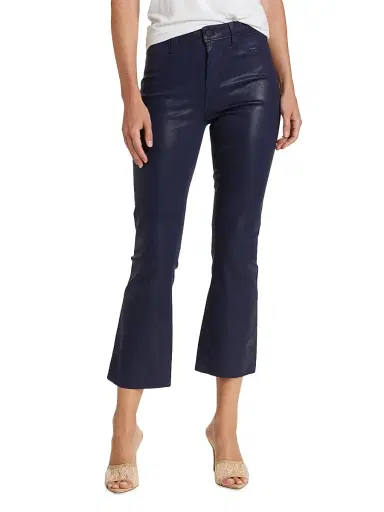 L'AGENCE Women's Kendra Cropped Coated Jeans - Midnight Coated | Thumbnail 3