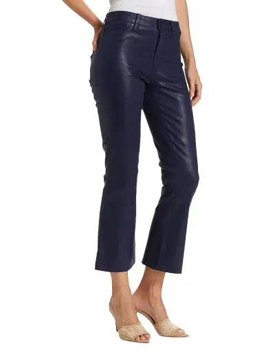 L'AGENCE Women's Kendra Cropped Coated Jeans - Midnight Coated | Thumbnail 4