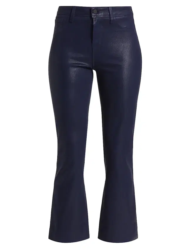 L'AGENCE Women's Kendra Cropped Coated Jeans - Midnight Coated