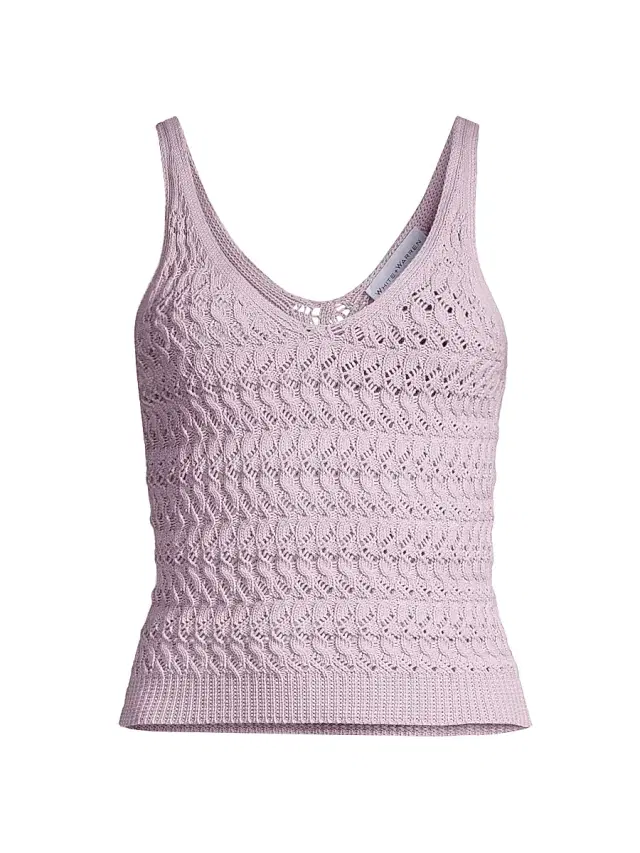 White + Warren Women's Stretch Cotton Textured Tank Top - Pale Wisteria