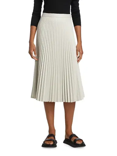Proenza Schouler White Label Women's Pleated Faux-Leather Midi-Skirt - Off White - Size 00 | Thumbnail 3