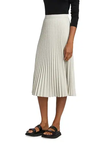 Proenza Schouler White Label Women's Pleated Faux-Leather Midi-Skirt - Off White - Size 00 | Thumbnail 4