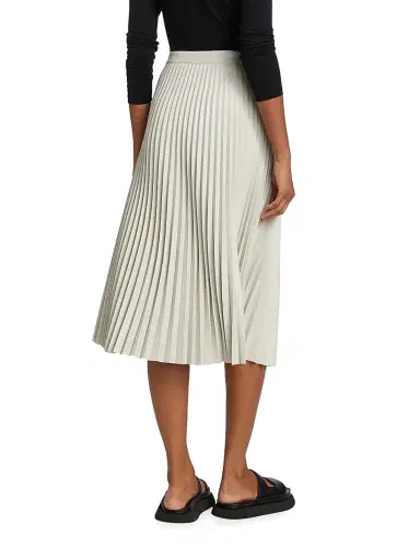 Proenza Schouler White Label Women's Pleated Faux-Leather Midi-Skirt - Off White - Size 00 | Thumbnail 5