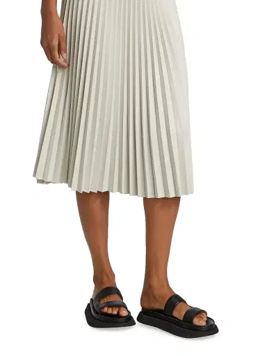Proenza Schouler White Label Women's Pleated Faux-Leather Midi-Skirt - Off White - Size 00 | Thumbnail 6