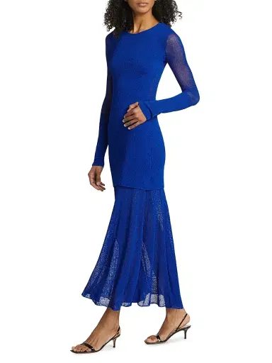 Proenza Schouler Women's Anita Long-Sleeve Knit Maxi Dress - Bright Blue | Thumbnail 4 Proenza Schouler Women's Anita Long-Sleeve Knit Maxi Dress - Bright Blue | Thumbnail 4