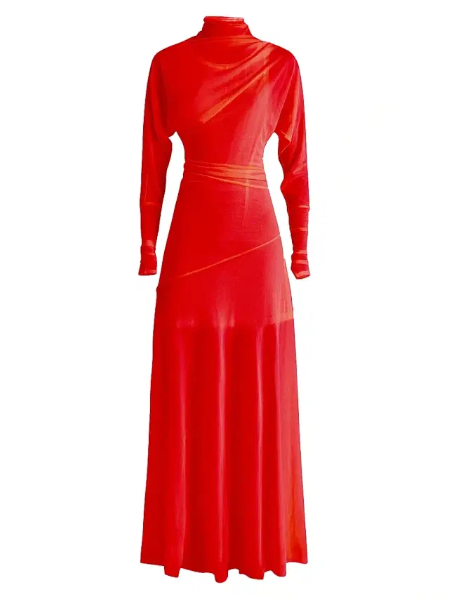 Women's Paula Turtleneck Jersey Crêpe Gown - Red