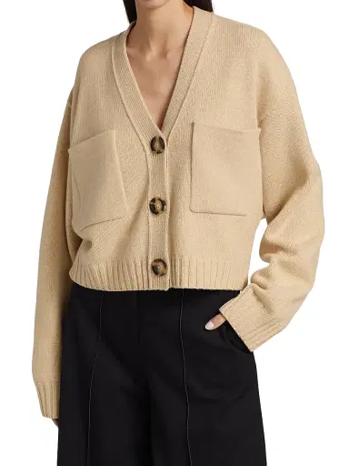 Proenza Schouler Women's Eco Cashmere Core Knit Cardigan - Oatmeal - Size Large | Thumbnail 3 Proenza Schouler Women's Eco Cashmere Core Knit Cardigan - Oatmeal - Size Large | Thumbnail 3