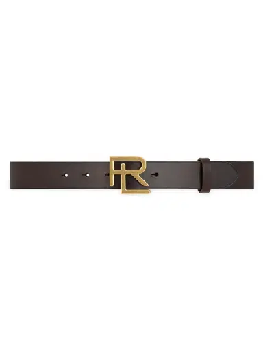 Ralph Lauren Purple Label Men's RL Logo Buckle Leather Belt - Luggage Brown | Thumbnail 1 Ralph Lauren Purple Label Men's RL Logo Buckle Leather Belt - Luggage Brown | Thumbnail 1