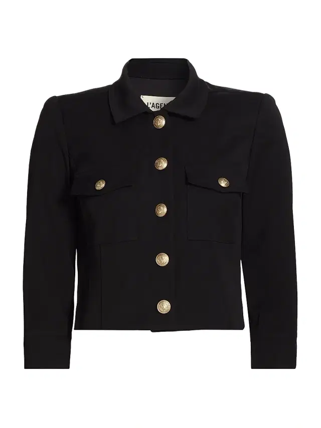 L'AGENCE Women's Kumi Twill Crop Jacket - Black