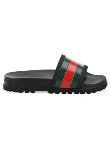 Gucci Men's Web Slide Sandals - Black - Size 13 | Thumbnail 1 Gucci Men's Web Slide Sandals - Black - Size 13 | Thumbnail 1