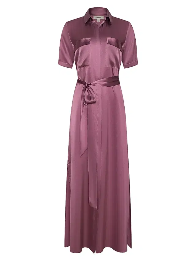 Women's Klement Satin Maxi Shirtdress - Dusky Orchid