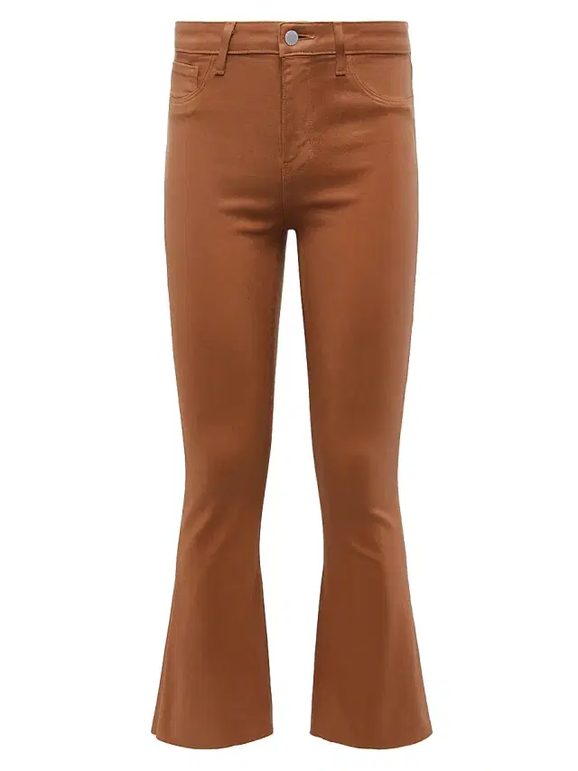 L'AGENCE Women's Kendra High-Rise Crop Flare Pants - Java Coated