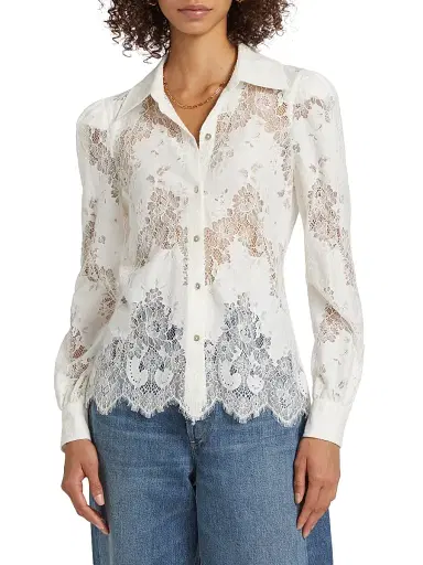 L'AGENCE Women's Jenica Floral Lace Blouse - | Thumbnail 3