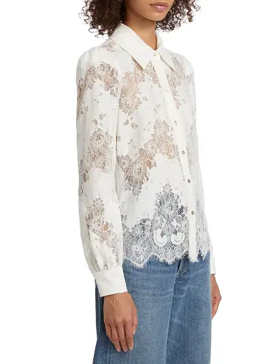 L'AGENCE Women's Jenica Floral Lace Blouse - | Thumbnail 4
