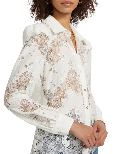 L'AGENCE Women's Jenica Floral Lace Blouse - | Thumbnail 6