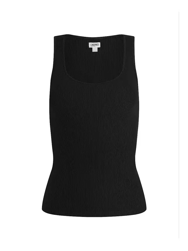 L'AGENCE Women's Adira Rib-Knit Tank - Black