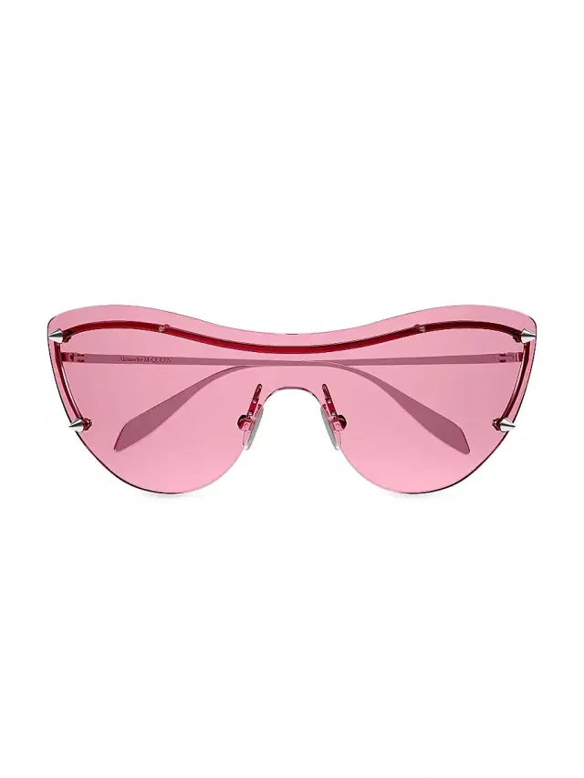 McQueen Women's 99MM Spike Studs Mask Metal Sunglasses - Pink