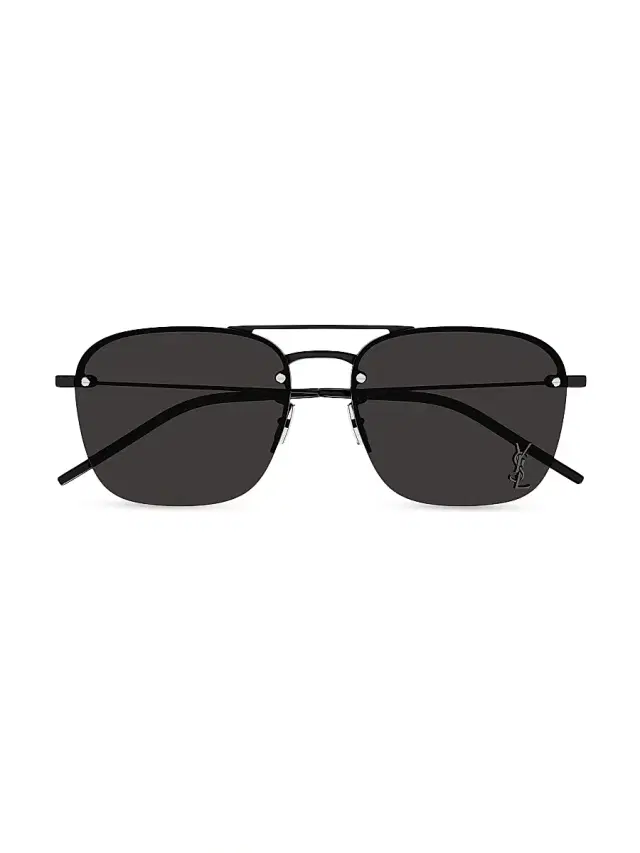 Women's Monogram Pin Metal 59MM Navigator Sunglasses - Black