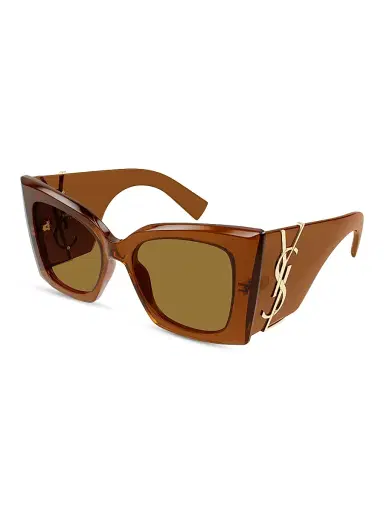 Saint Laurent Women's Monogram Acetate 54MM Blaze Rectangular Sunglasses - Brown | Thumbnail 1