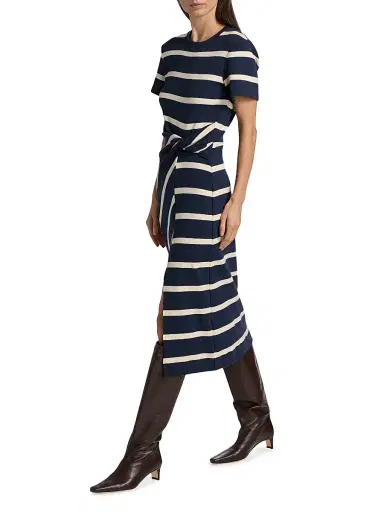 Tanya Taylor Women's Cody Striped Short-Sleeve Dress - Maritime Blue Cream Stripe | Thumbnail 2 Tanya Taylor Women's Cody Striped Short-Sleeve Dress - Maritime Blue Cream Stripe | Thumbnail 2
